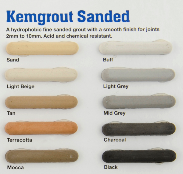 kemgrout sanded colour chart