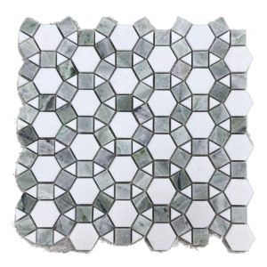 Montreal Crystal White & Jade Mix Marble Mosaic